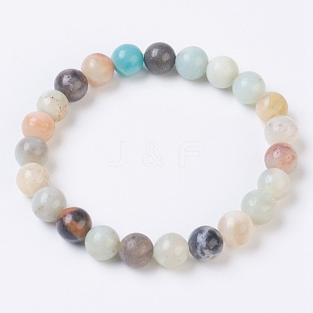 Natural Flower Amazonite Stretch Bracelets BJEW-JB03683-02-1