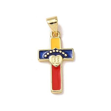 Venezuelan Brass Enamel Pendants KK-P352-01A-G-1