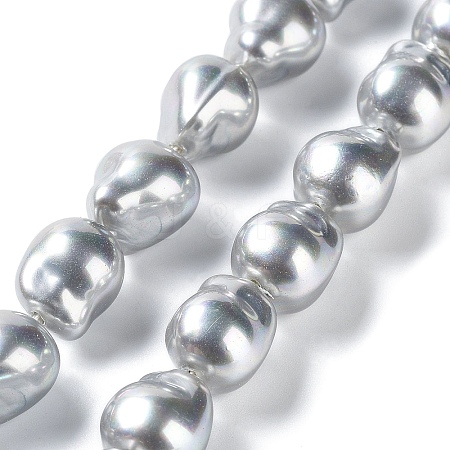 Electroplated Glass Imitation Pearl Beads Strands BSHE-G035-01B-01-1-1