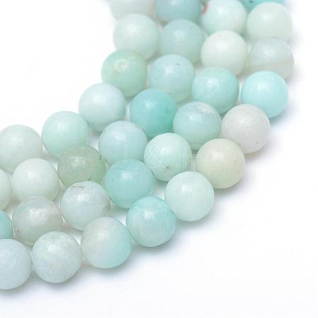 Round Natural Grade A Amazonite Bead Strands G-R345-6mm-16-1