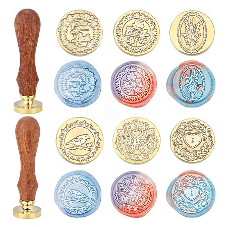 SUPERDANT 6Pcs 6 Style Wax Seal Brass Stamp Head DIY-SD0001-37-1