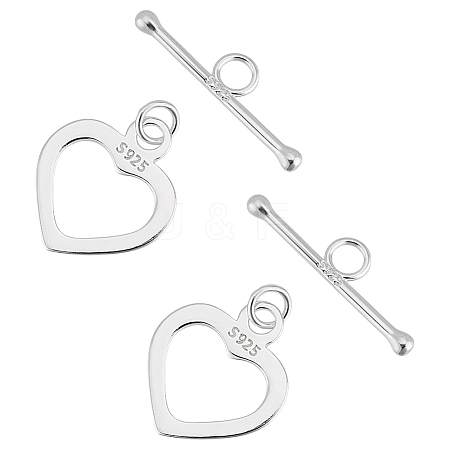 2Pcs 925 Sterling Silver Toggle Clasps FIND-PH0022-60-1