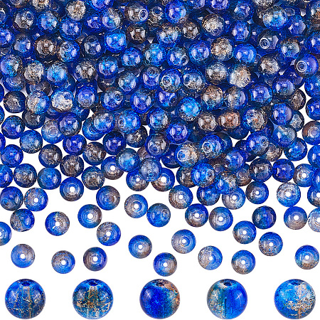 3 Strands Two-Tone Crackle Baking Paint Transparent Glass Beads Strands CCG-SP0001-01B-1