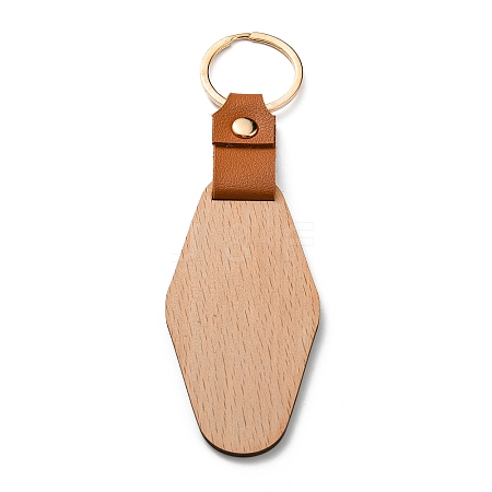 Wooden & Imitation Leather Pendant Keychain PW23041896965-1