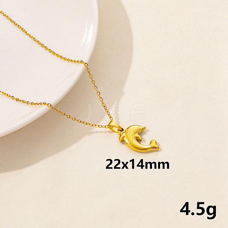 304 Stainless Steel Whale Pendant Necklaces XW2884-2-1