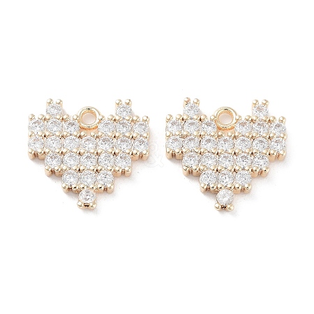 Brass Micro Pave Clear Cubic Zirconia Charms KK-F871-46G-1