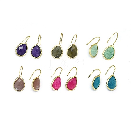 Natural Gemstone Dangle Earrings EJEW-L228-01-1