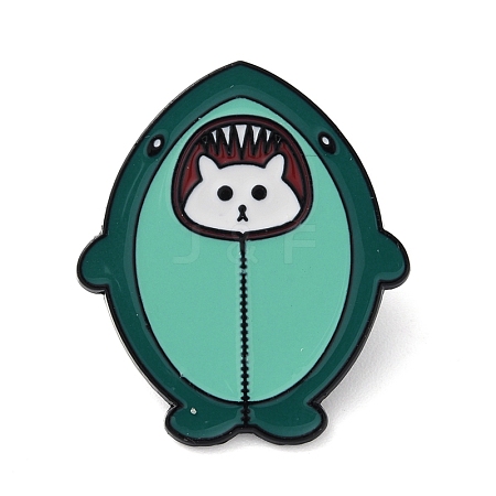 Cartoon Cat Shark Enamel Pins JEWB-D026-01C-1