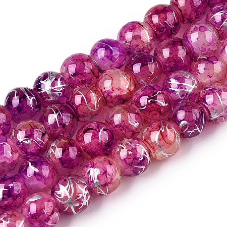 Drawbench Crackle Glass Beads Strands GLAA-N006-8mm-06-1