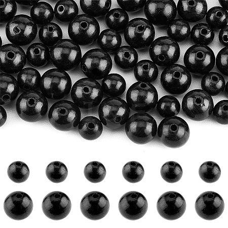 SUPERFINDINGS 400Pcs 2 Styles Undyed Natural Ebony Wood Beads WOOD-FH0001-99-1