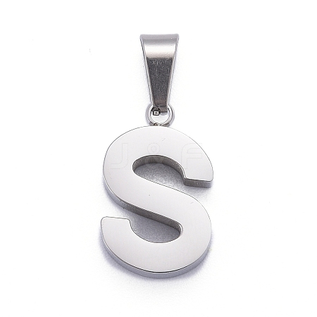 Non-Tarnish 304 Stainless Steel Letter Pendants LS-STAS-H127-S-P-1