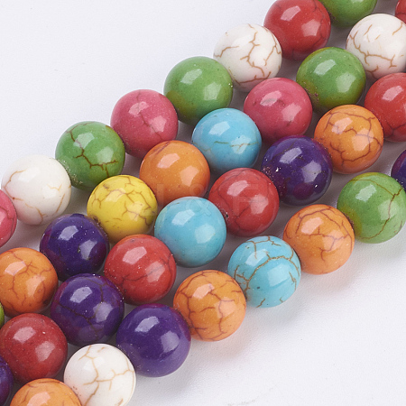Synthetic Turquoise Beads Strands G-E456-45C-10mm-1
