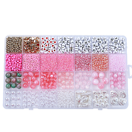 DIY 28 Style Resin & Acrylic & ABS Beads Jewelry Making Finding Kit DIY-NB0012-03G-1