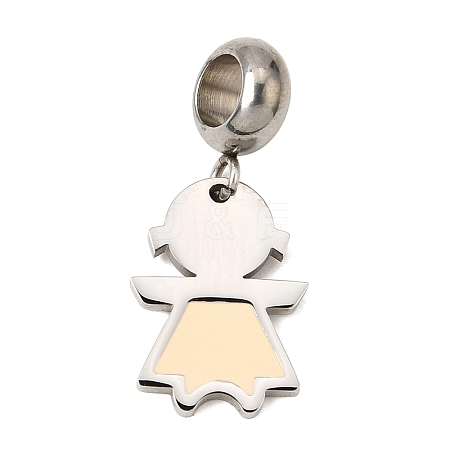 304 Stainless Steel European Dangle Charms STAS-O097-03B-1