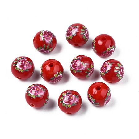 Opaque Printed Acrylic Beads MACR-T043-02E-02-1