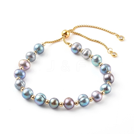 Potato Natural Pearl Slide Bracelets BJEW-JB06260-01-1