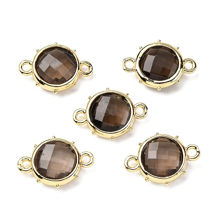 Brass Natural Smoky Quartz
Connector Charms KK-Z096-01G-06-1