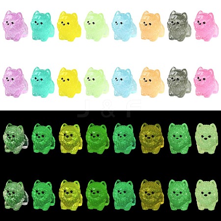 40Pcs 8 Colors Luminous Dog Miniature Ornaments DJEW-CJZ0001-004-1