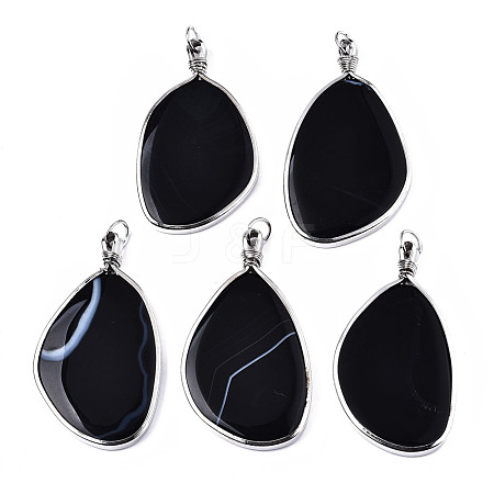 Natural Dyed & Heated Black Agate Big Pendants G-T131-117-1