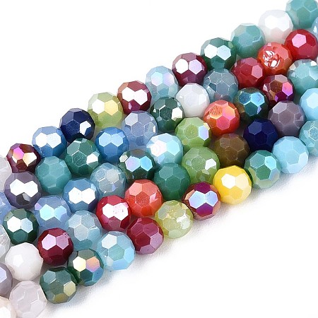 Electroplate Opaque Glass Beads Strands EGLA-A035-P4mm-HA01-1