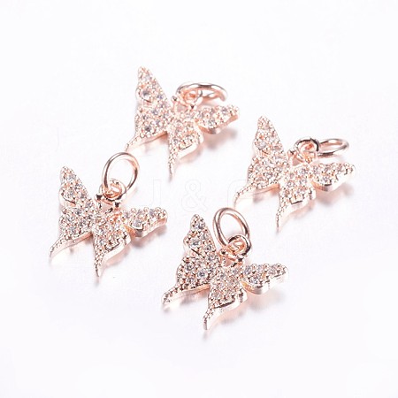 Long-Lasting Plated Brass Micro Pave Cubic Zirconia Charms ZIRC-F069-32RG-1