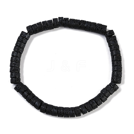 Natural Lava Rock Beaded Stretch Bracelets for Men Women BJEW-G727-01A-1