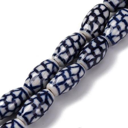 Handmade Blue and White Porcelain Beads Strands PORC-I027-10-1