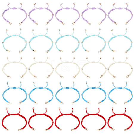 25Pcs 5 Colors Braided Nylon Cord Bracelet Making BJEW-PH01861-1