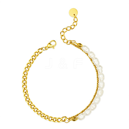 Elegant Shell Pearl Stainless Steel Golden Plated Women's Bracelet JS6552-1