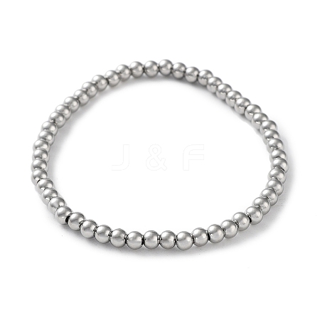 Non-Tarnish 316 Surgical Stainless Steel Round Beaded Stretch Bracelets LS-BJEW-M305-01B-P-1