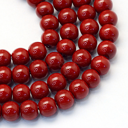 Baking Painted Pearlized Glass Pearl Round Bead Strands HY-Q003-6mm-35-1