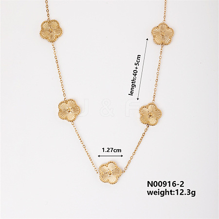 Simple Fashion Stainless Steel Five-leaf Flower Pendant Clavicle Necklaces for Women UJ1539-2-1
