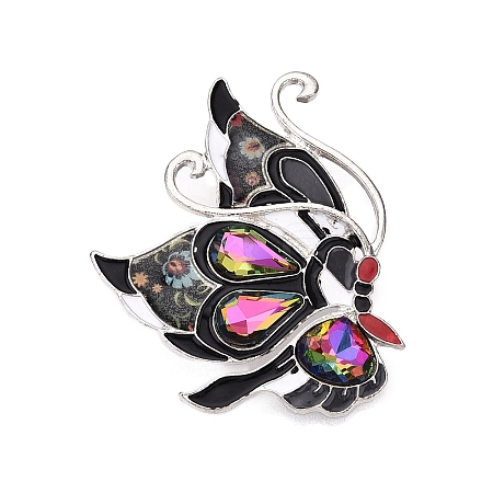 Alloy Light Siam AB Rhinestone Butterfly Brooch Pins with Enamel for Clothes Backpack JEWB-T005-07-1