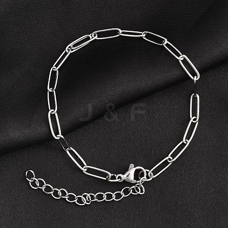 Tarnish Resistant 304 Stainless Steel Paperclip Chain Bracelet for Men Women BJEW-E031-03P-05-1