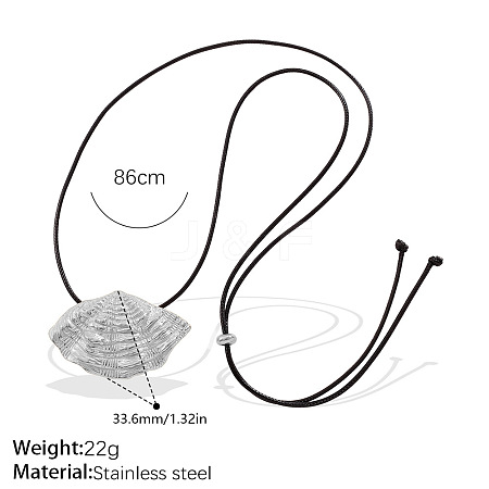 304 Stainless Steel Pendant Adjustable Black PU Leather Slider Necklaces WG7EC61-02-1