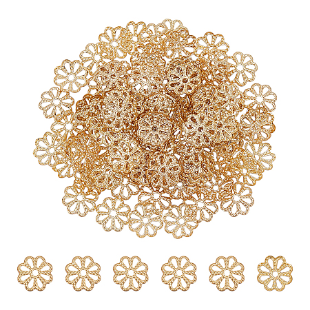 100Pcs Long-Lasting Plated Brass Fancy Bead Caps KK-UN0006-18-1