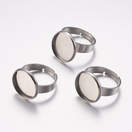 Tarnish Resistant Adjustable 304 Stainless Steel Finger Rings Components LS-A-STAS-F149-18P-D-1