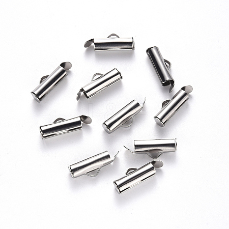 304 Stainless Steel Slide On End Clasp Tubes X-STAS-S115-01D-P-1
