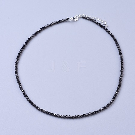 Natural Black Spinel Beaded Necklaces NJEW-K114-B-A20-1