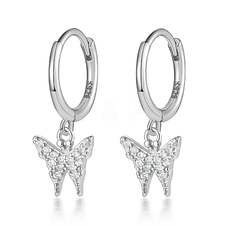 925 Sterling Silver Butterfly Hoop Earrings CU8243-2-1