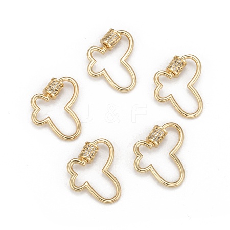 Brass Micro Pave Cubic Zirconia Screw Carabiner Lock Charms KK-I657-15G-1