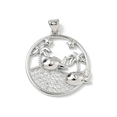 Brass Micro Pave Cubic Zirconia Pendants KK-P330-07C-P-1