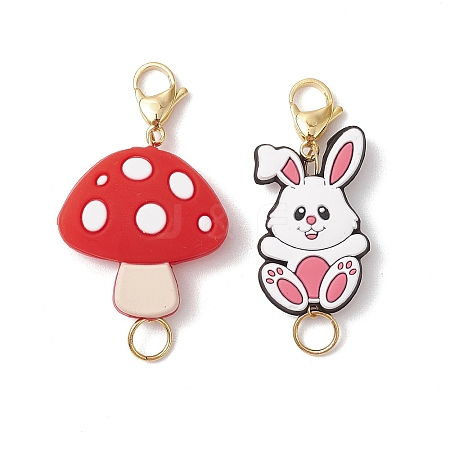 2Pcs Easter Rabbit Mushroom Silicone Pendant Decorations HJEW-JM02925-1