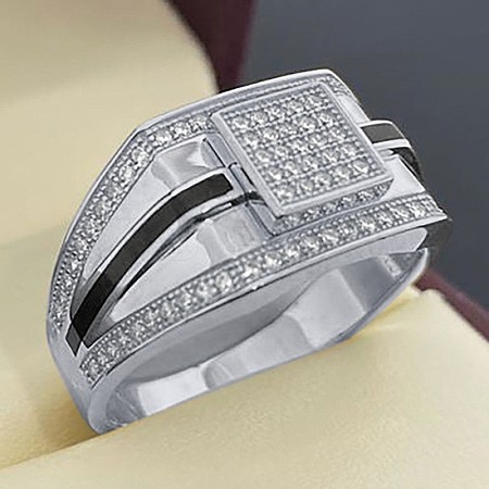 Square Alloy with Crystal Rhinestone Finger Rings FS-WG4A2D8-19-1
