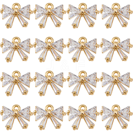 16Pcs Brass Cubic Zirconia Charms KK-DC0004-71-1