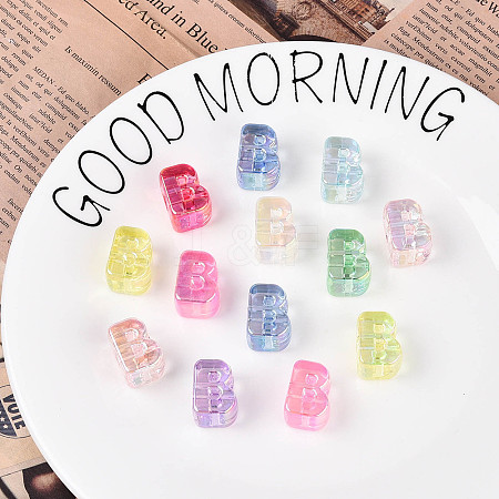 UV Plating Transparent Acrylic European Beads OACR-M027-02B-1