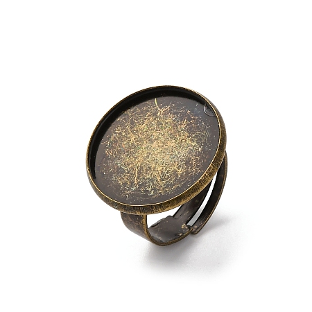 Brass Adjustable Ring Blank Base Cabochon Setting Components KK-O003-05AB-NF-1