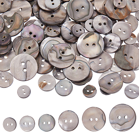 120Pcs 6 Styles Dyed Natural Shell Buttons BUTT-WR0001-42B-1