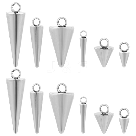12Pcs 6 Styles 304 Stainless Steel Pendants STAS-LP0001-32-1