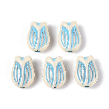 Painted Opaque Acrylic Beads OACR-T029-02T-1